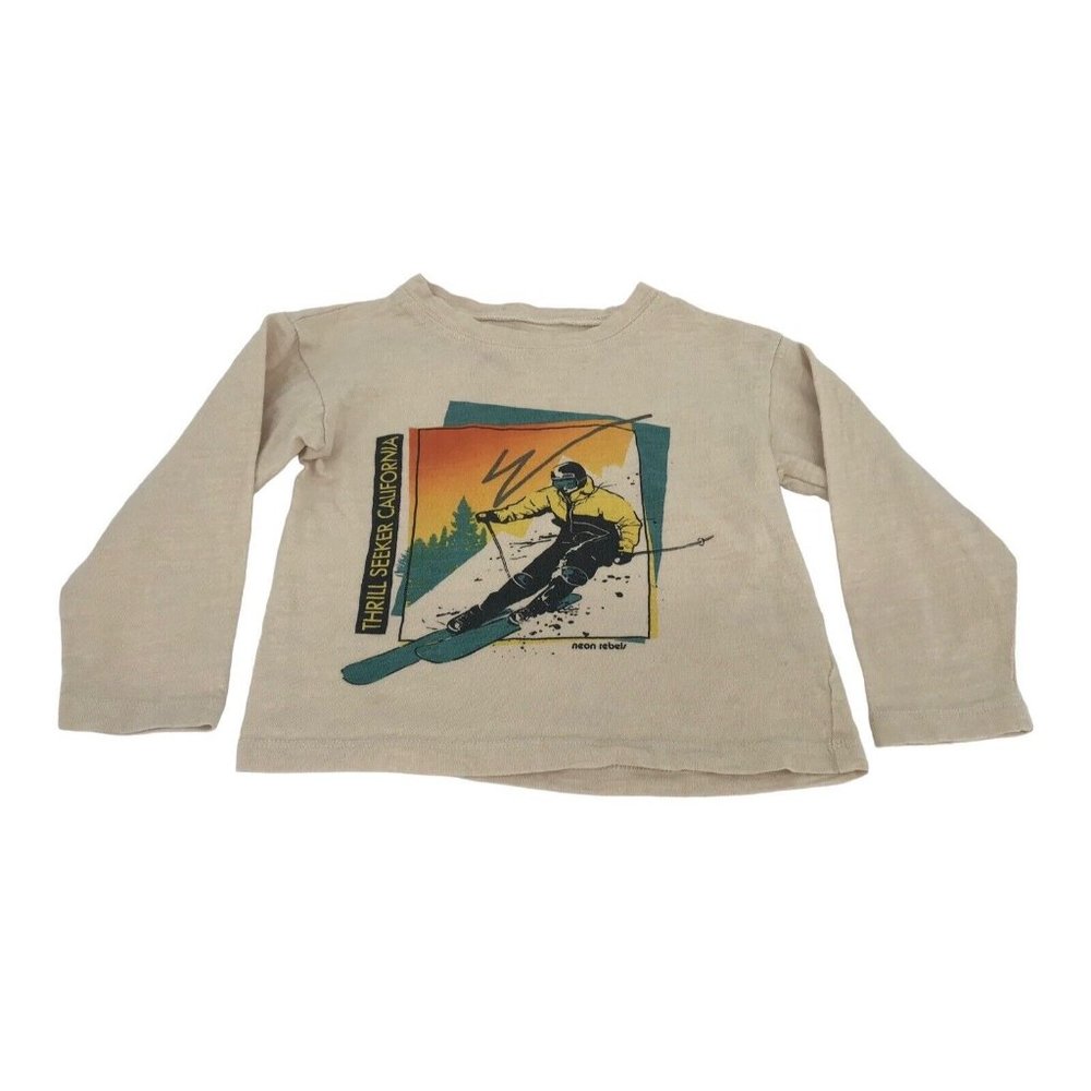 NEON REBELS Shirt Boys Size 3 Ski Skier California Long‎ Sleeve Thrill Seeker